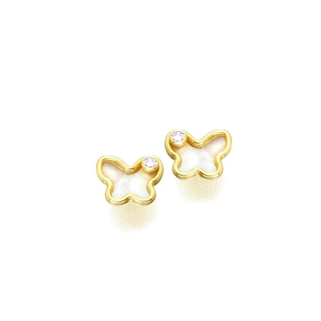 Pendientes Oro 18k mariposa circonitas