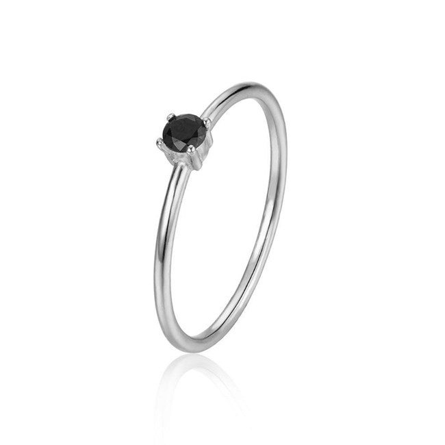 Foto de Anillo MONTANA Plata Circonita Negra Slim